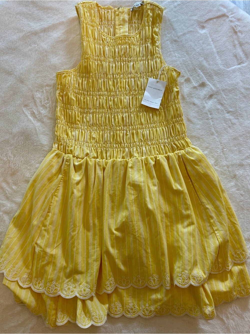 Free Assembly Smocked Yellow Tiered Sun Dress